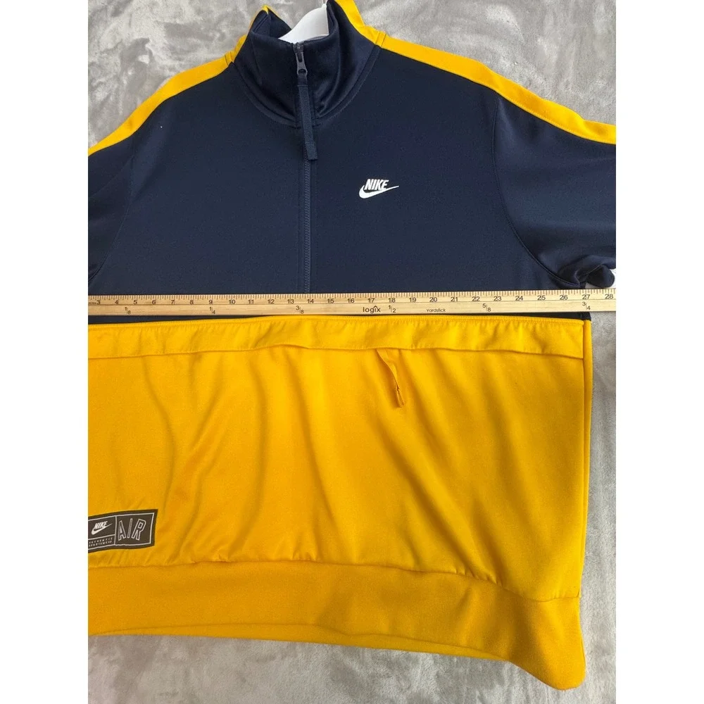 Nike Air Mens Large Quarter Zip Track Jacket Navy Yellow Colorblock‎ AR1839-451